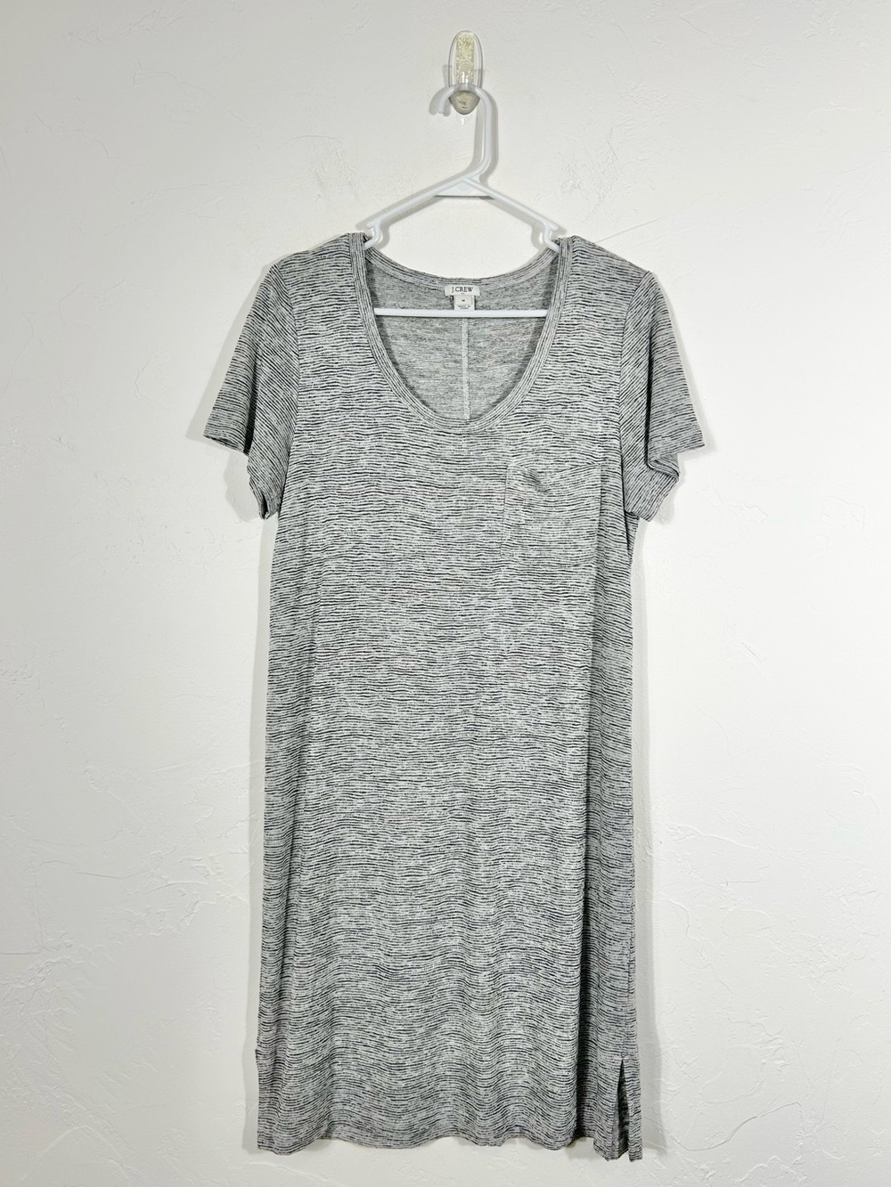 J.Crew Grey Heather Striped Modal‎ Pocket T-Shirt Dress Size Medium